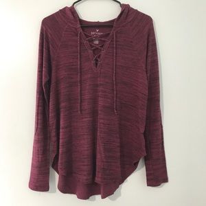 American Eagle Criss Cross Hooded Top